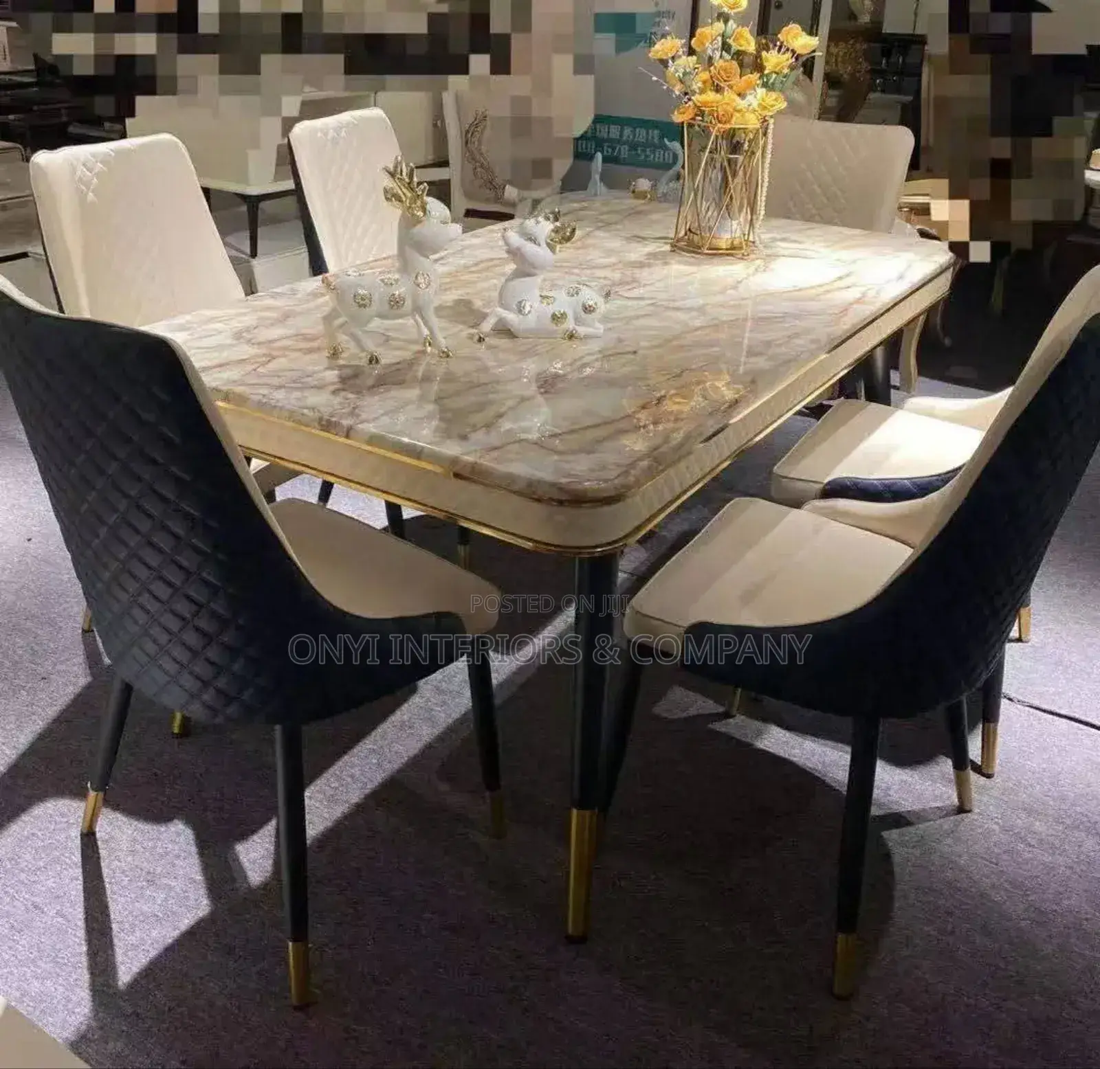 Smart Home Marble Dining Table and 6 Chairs