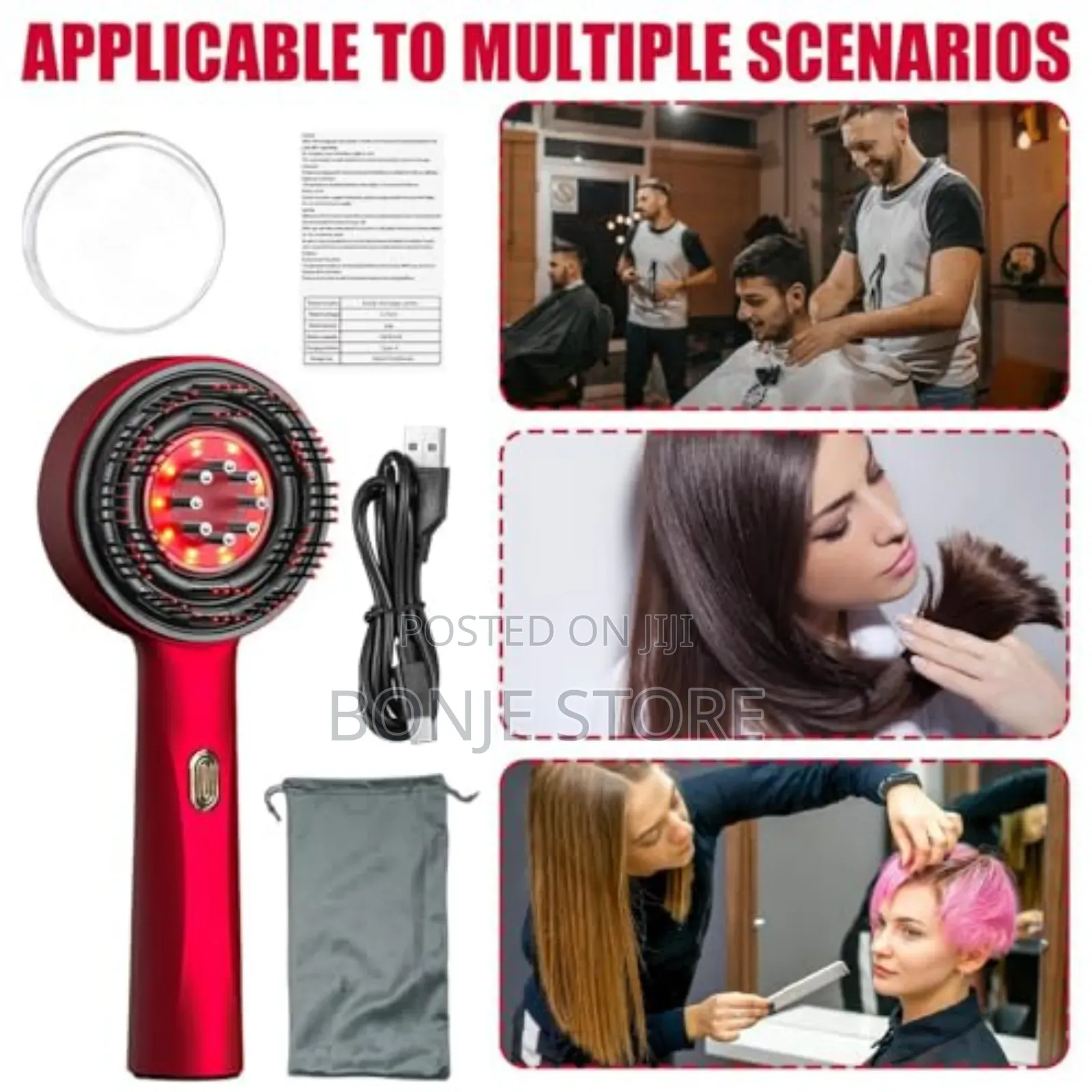 Electric Scalp Massage Brush Light Therapy Oil Applicator