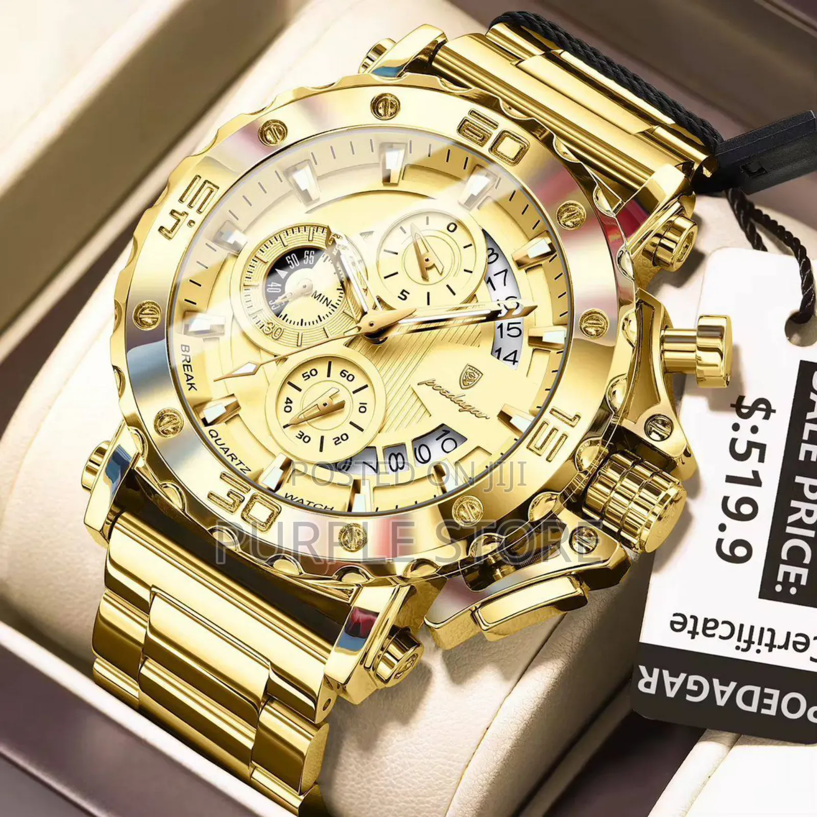 Poedagar Quality Chronograph Watch for- Men - Full- Package