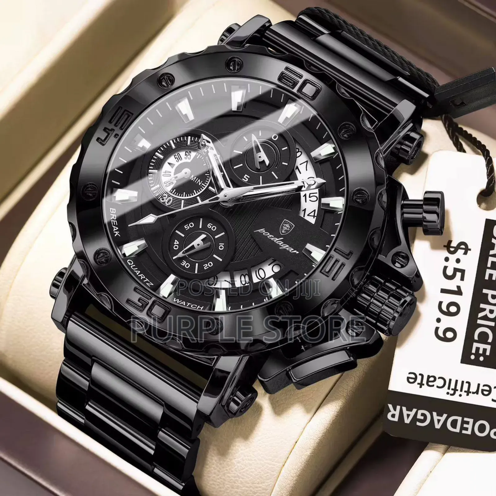 Poedagar Quality Chronograph Watch for- Men - Full- Package