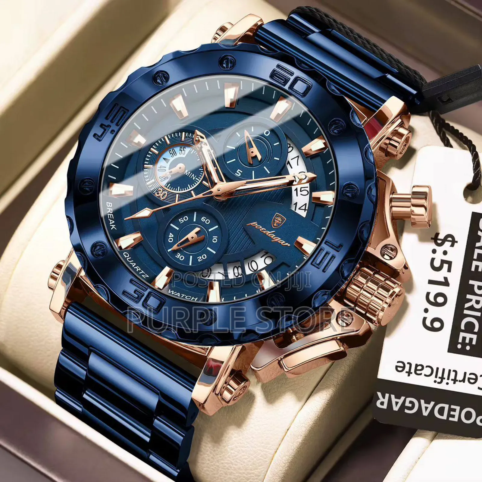 Poedagar Quality Chronograph Watch for- Men - Full- Package
