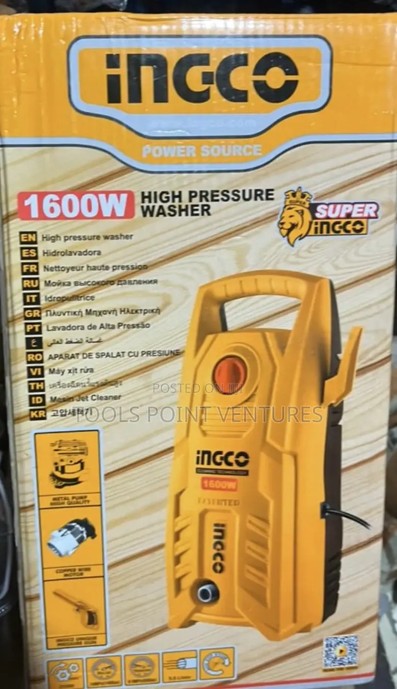 Ingco High Pressure Washer 1600w 140bar 1900psi.