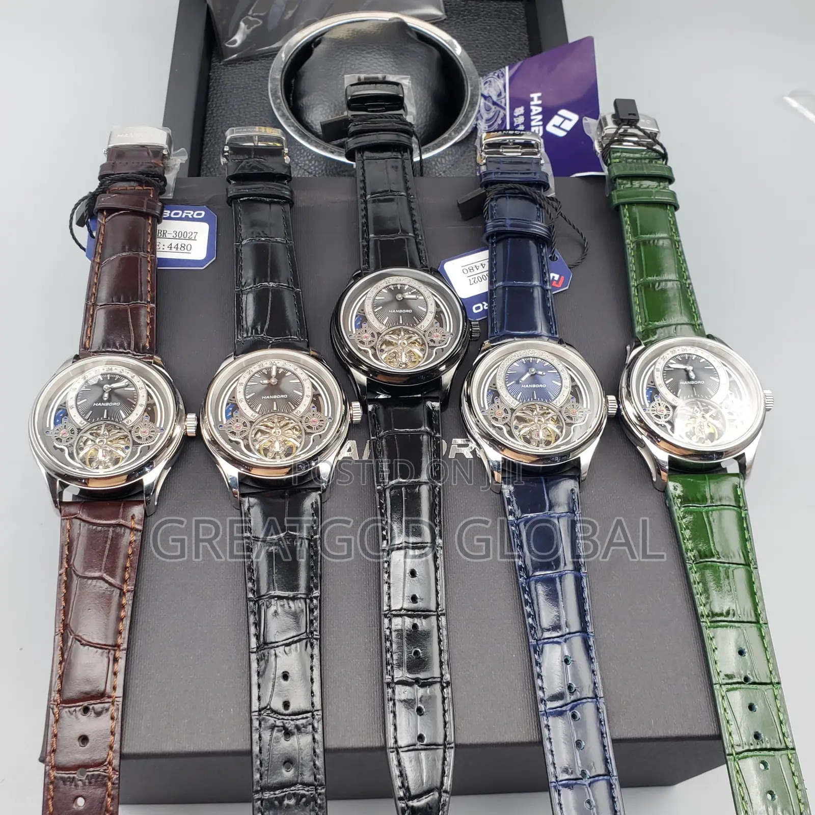 Luxury Hanboro Leather Automatic Wristwatch