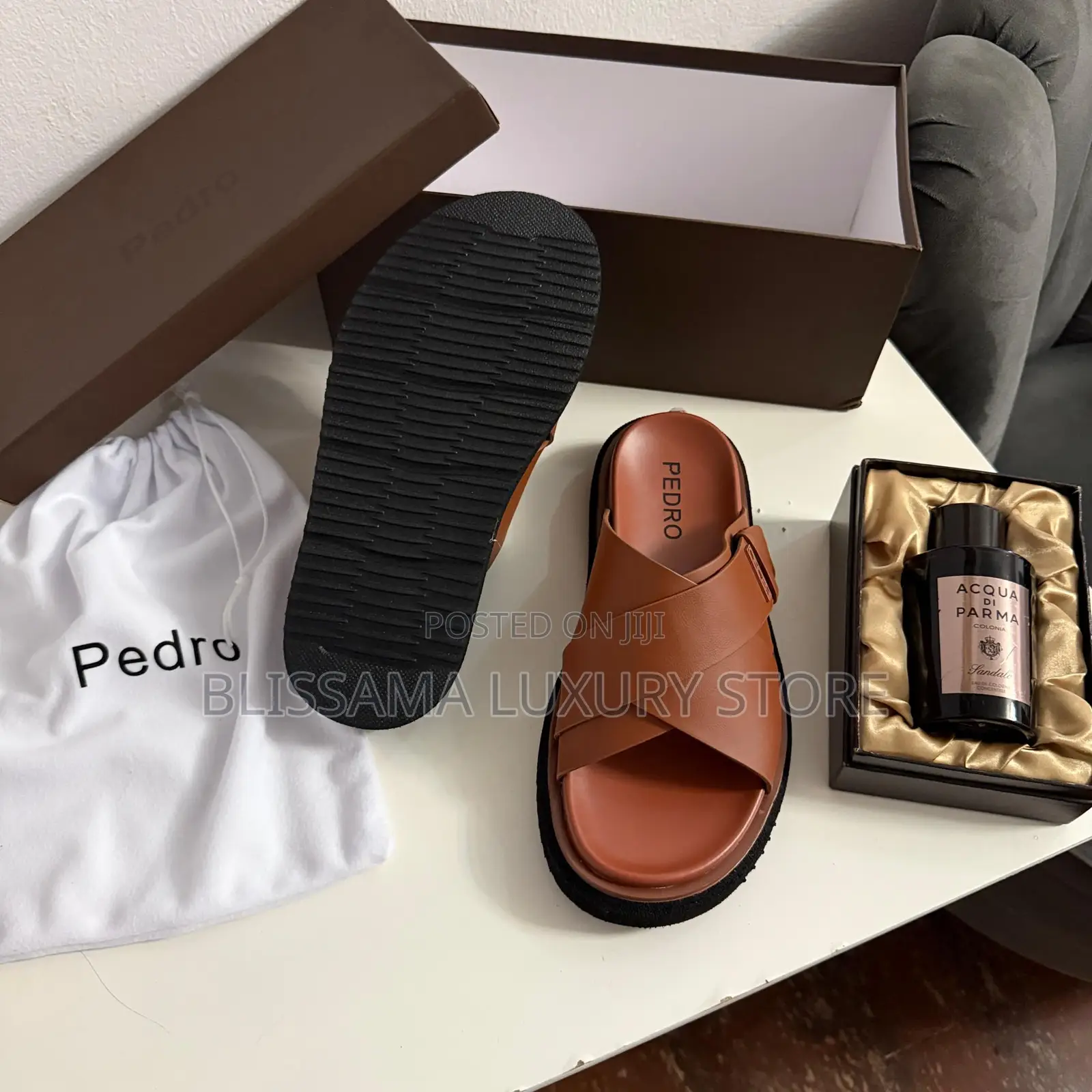 Pedro Premium Luxury Cross Leather Slippers