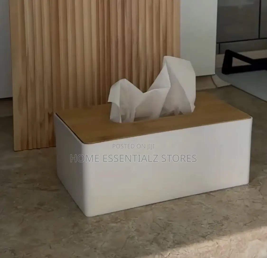 Simple Bamboo Wooden Tissue Box Holder - Decorative Napkin Organizer