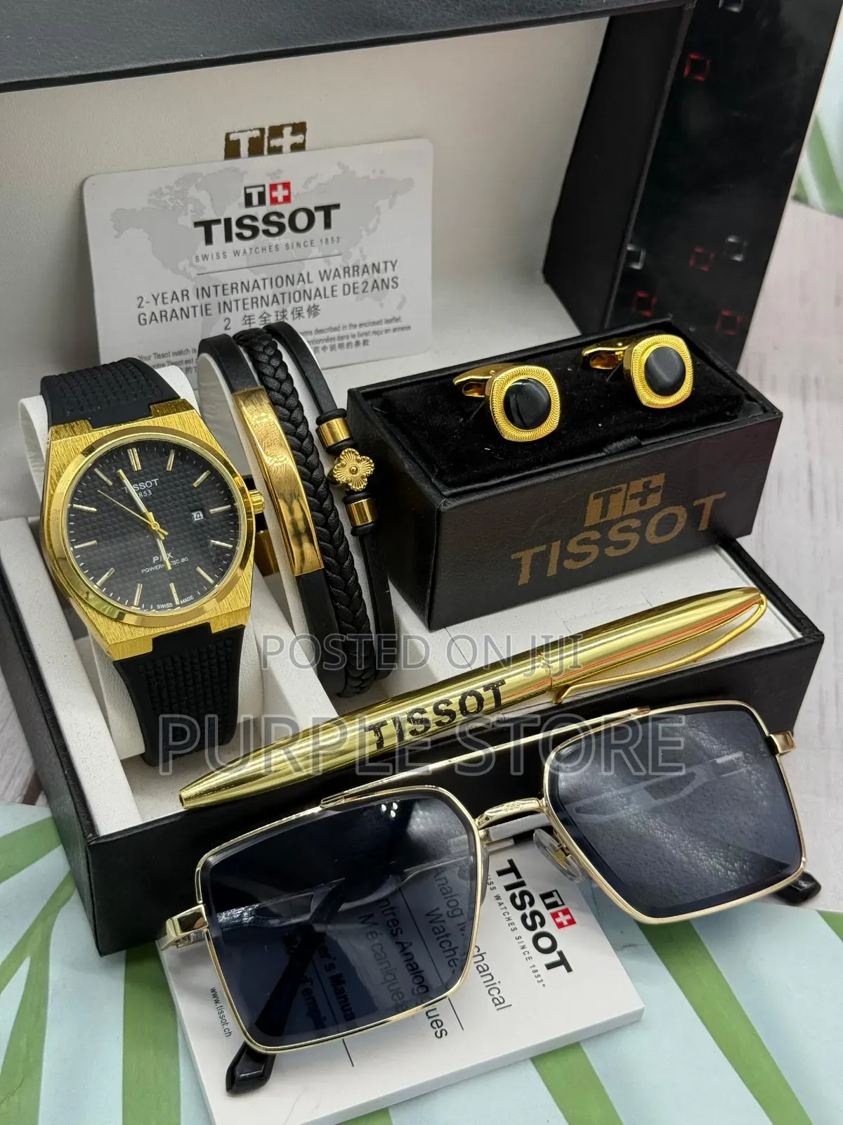 Tissot Watch,Bracelet,Pen,Cufflinks and Sunglass-Set for Men