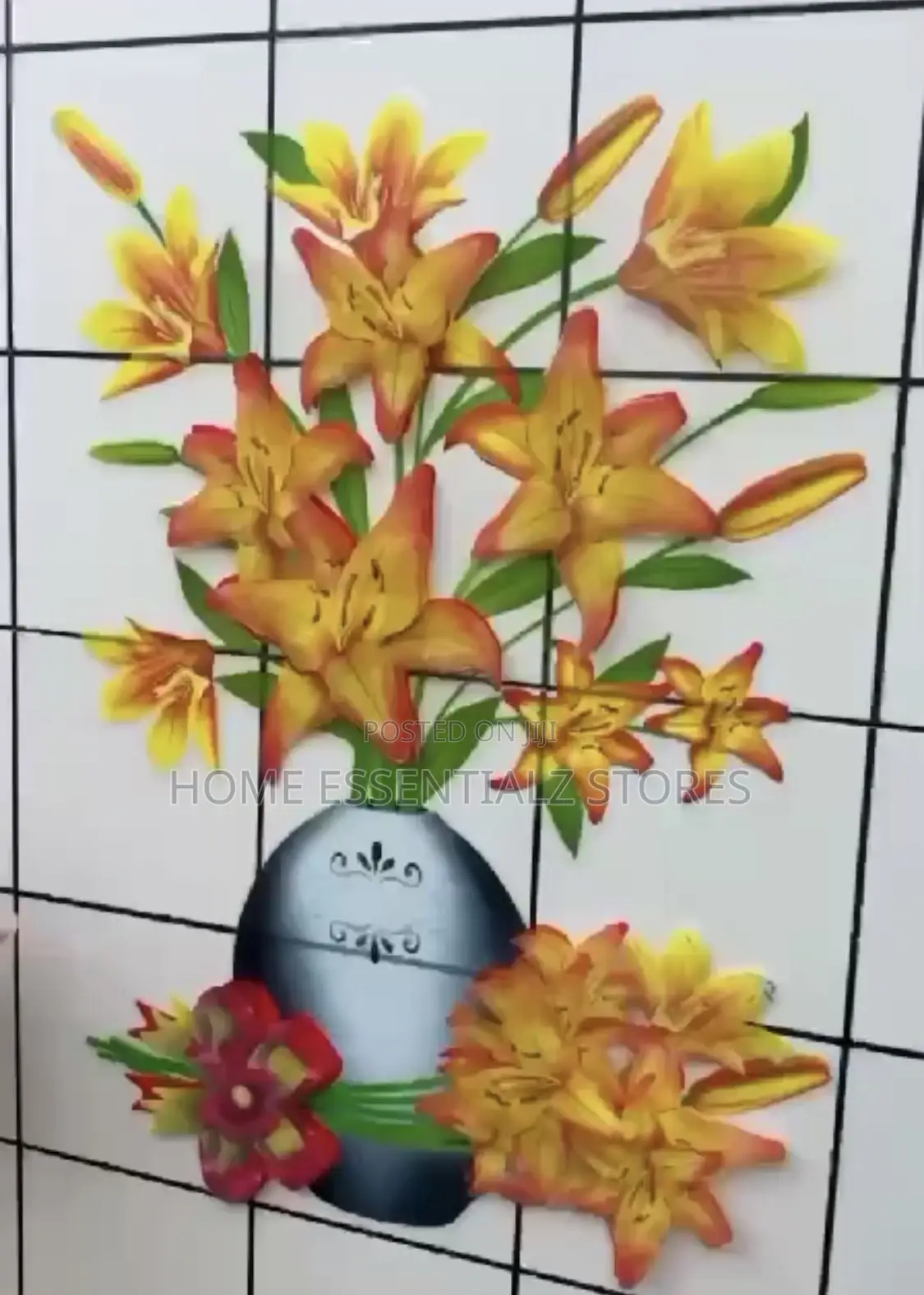 3d Floral Vase Wall Sticker Decal for Fridge, Door - Wall Flower Decor