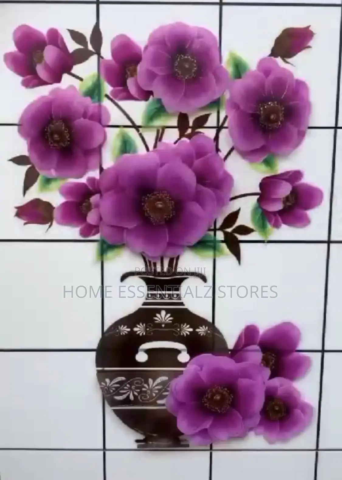 3d Floral Vase Wall Sticker Decal for Fridge, Door - Wall Flower Decor