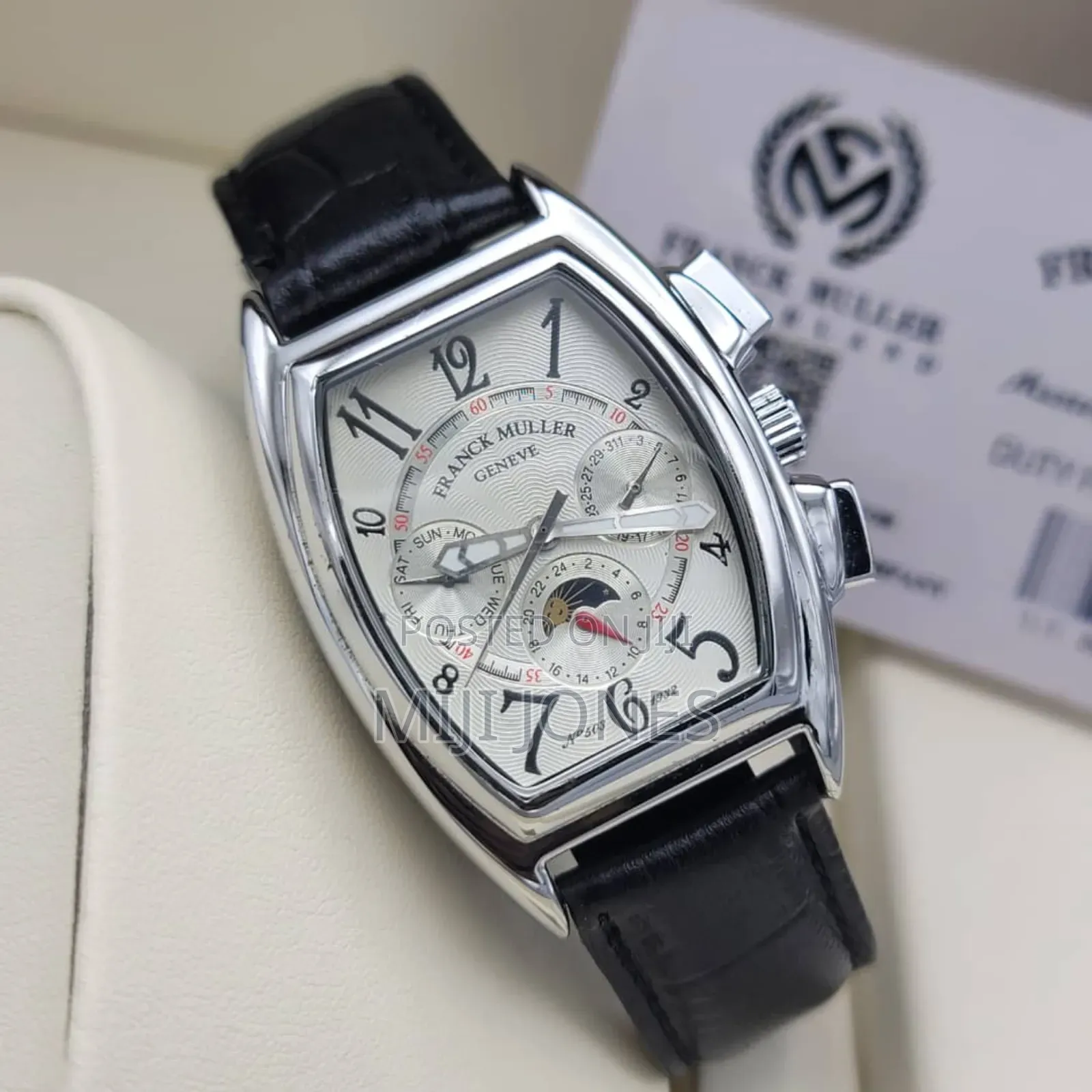 Franck Muller Inspired Chronograph Black Leather Watch