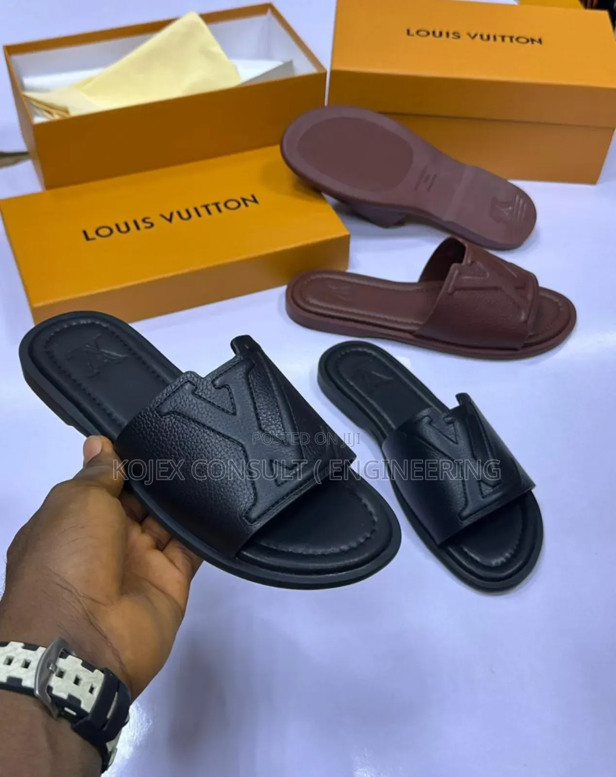 Louis Leather Luxury Slides for Men