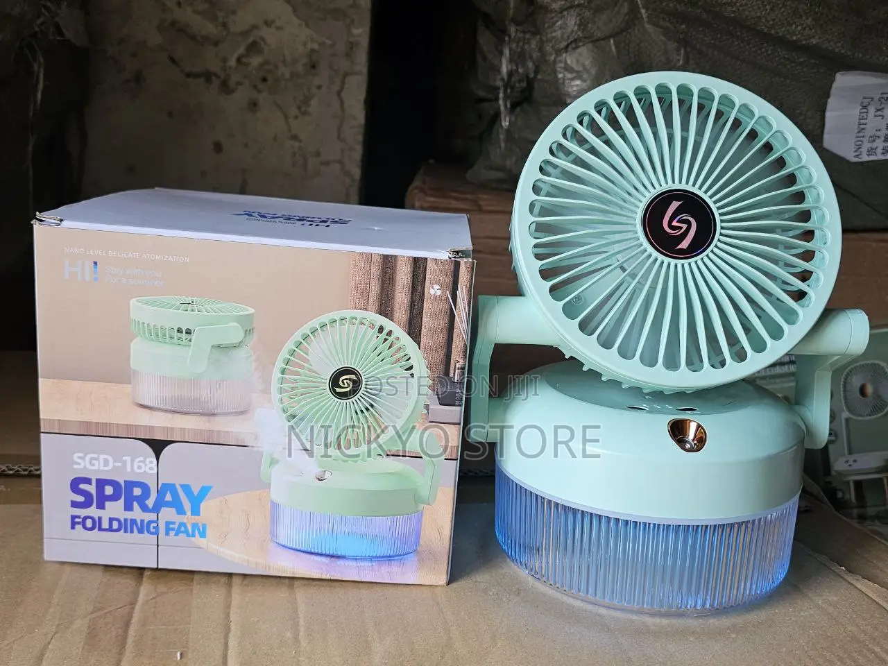 SGD-168 Spray Folding Fan With Led Light