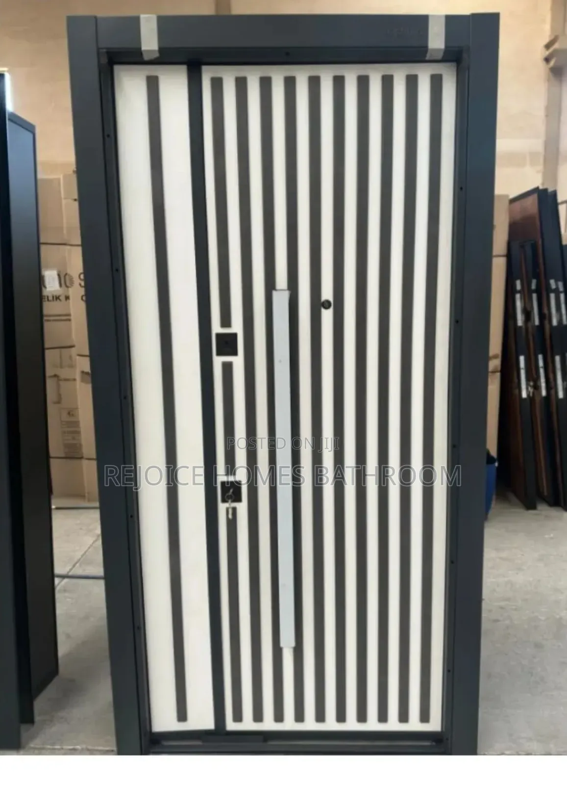 Luxury Steel Security Door Vertical Stripe Design Heavy Duty