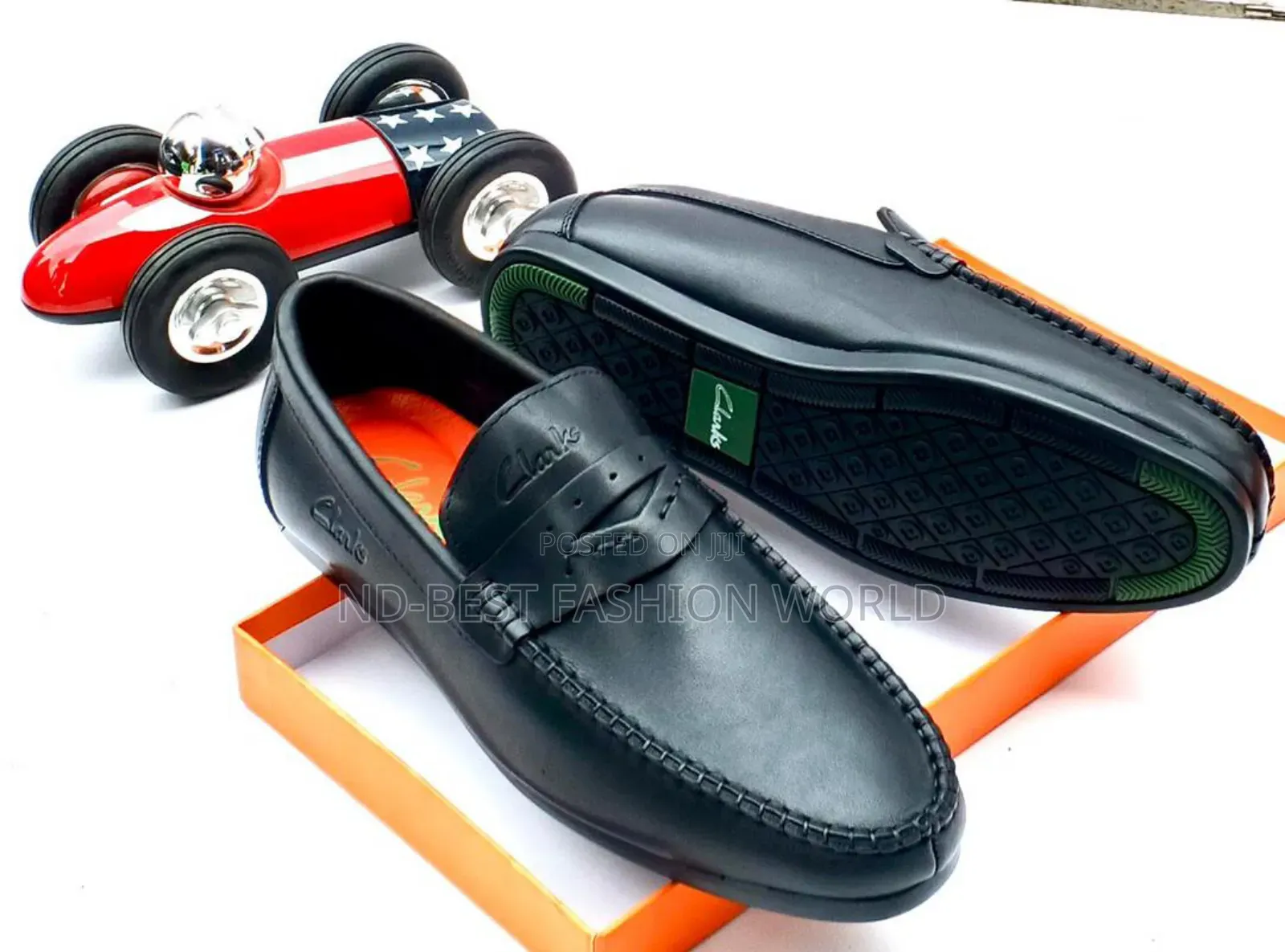 Black Leather Clarks Shoes