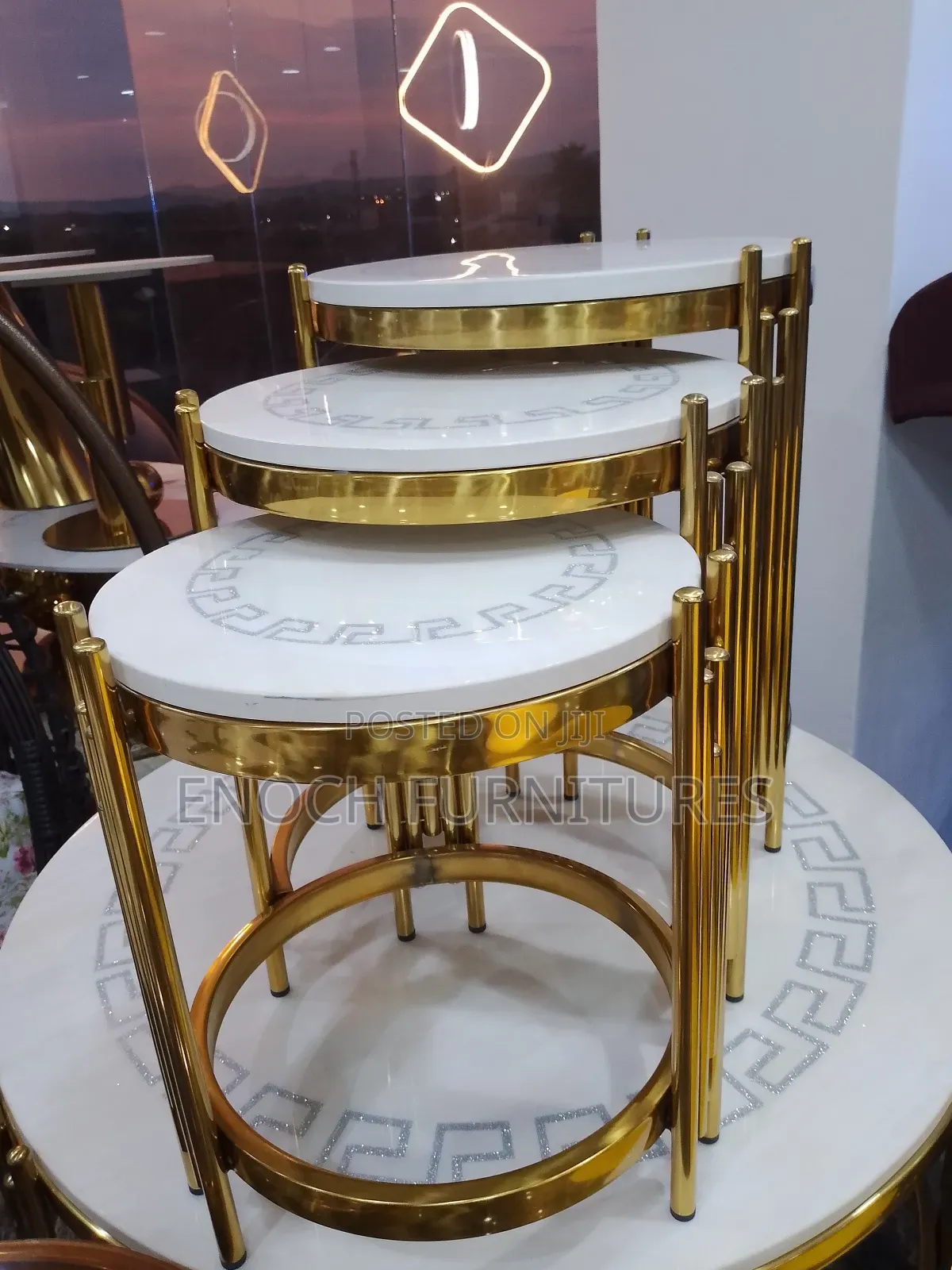 Set of Center Table and Side Stools