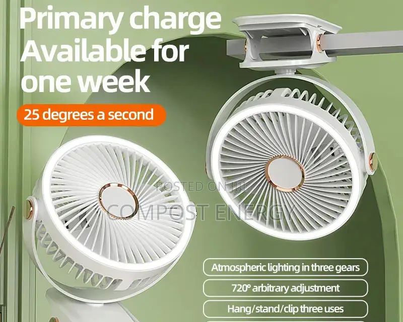 Portable Hanging Mini Light 1200mah Battery Rechargeable Fan