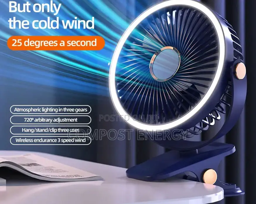 Portable Hanging Mini Light 1200mah Battery Rechargeable Fan