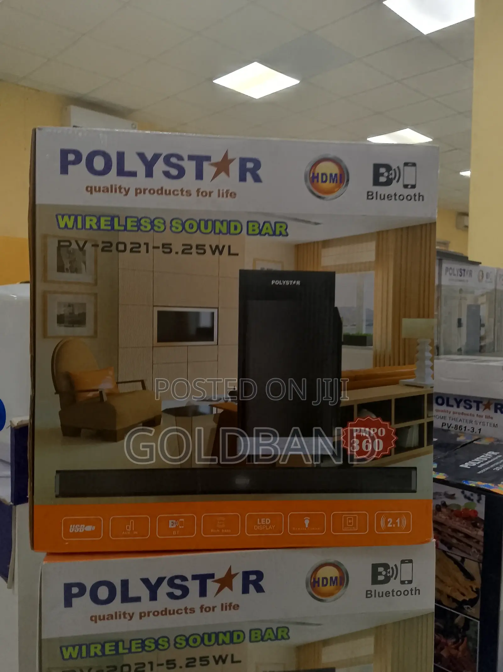 Polystar Soundbar With 5.25" Subwoofer for Enhanced Bass