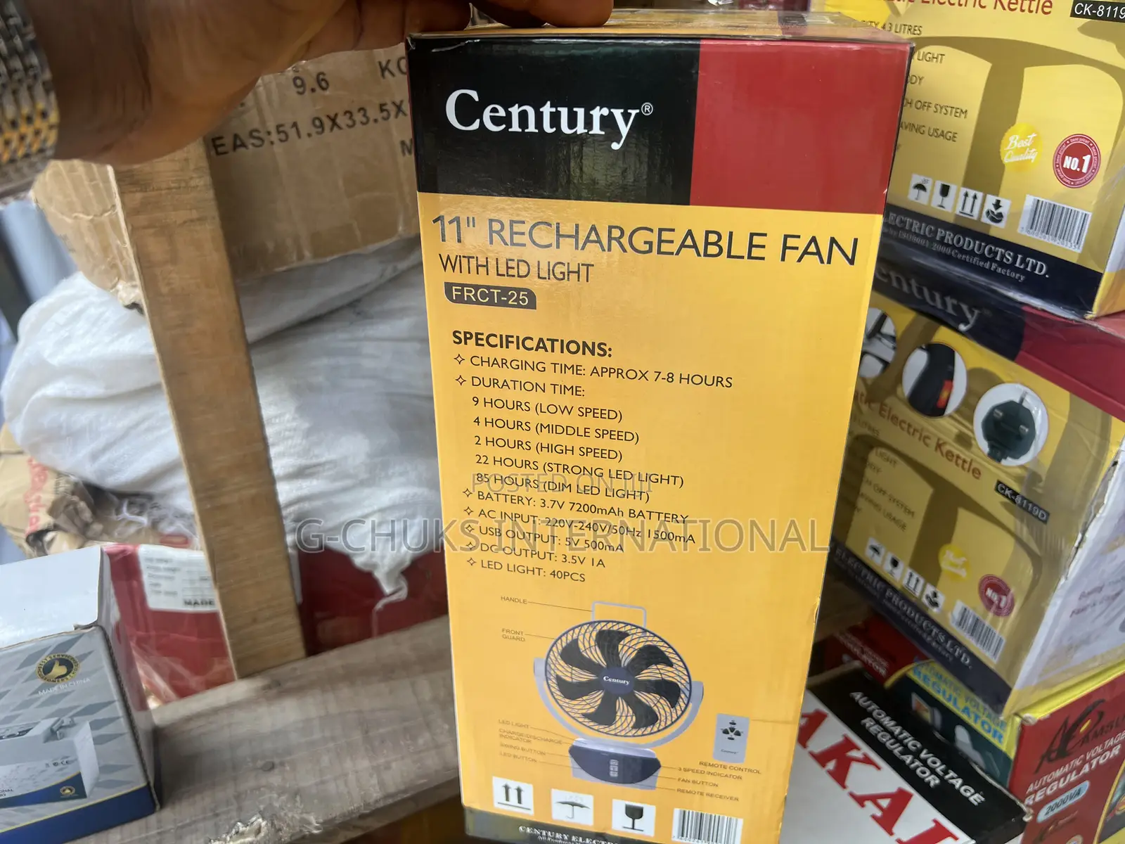 Century 11 Inches Rechargeable Fan With Led Light