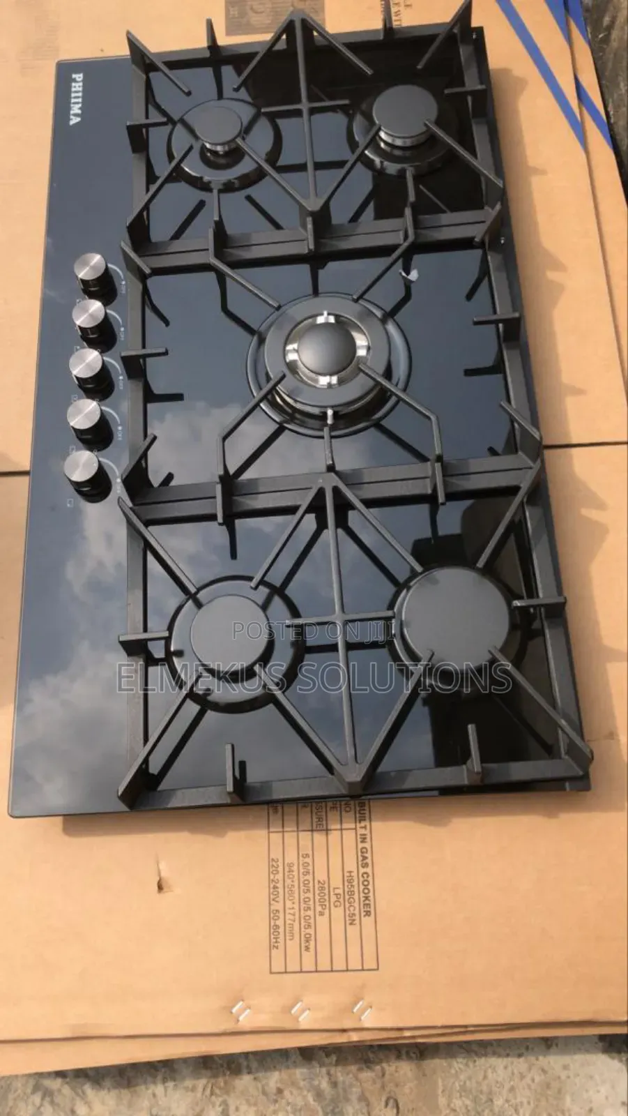 5 Burners Gas Hob (Glass) Phiima