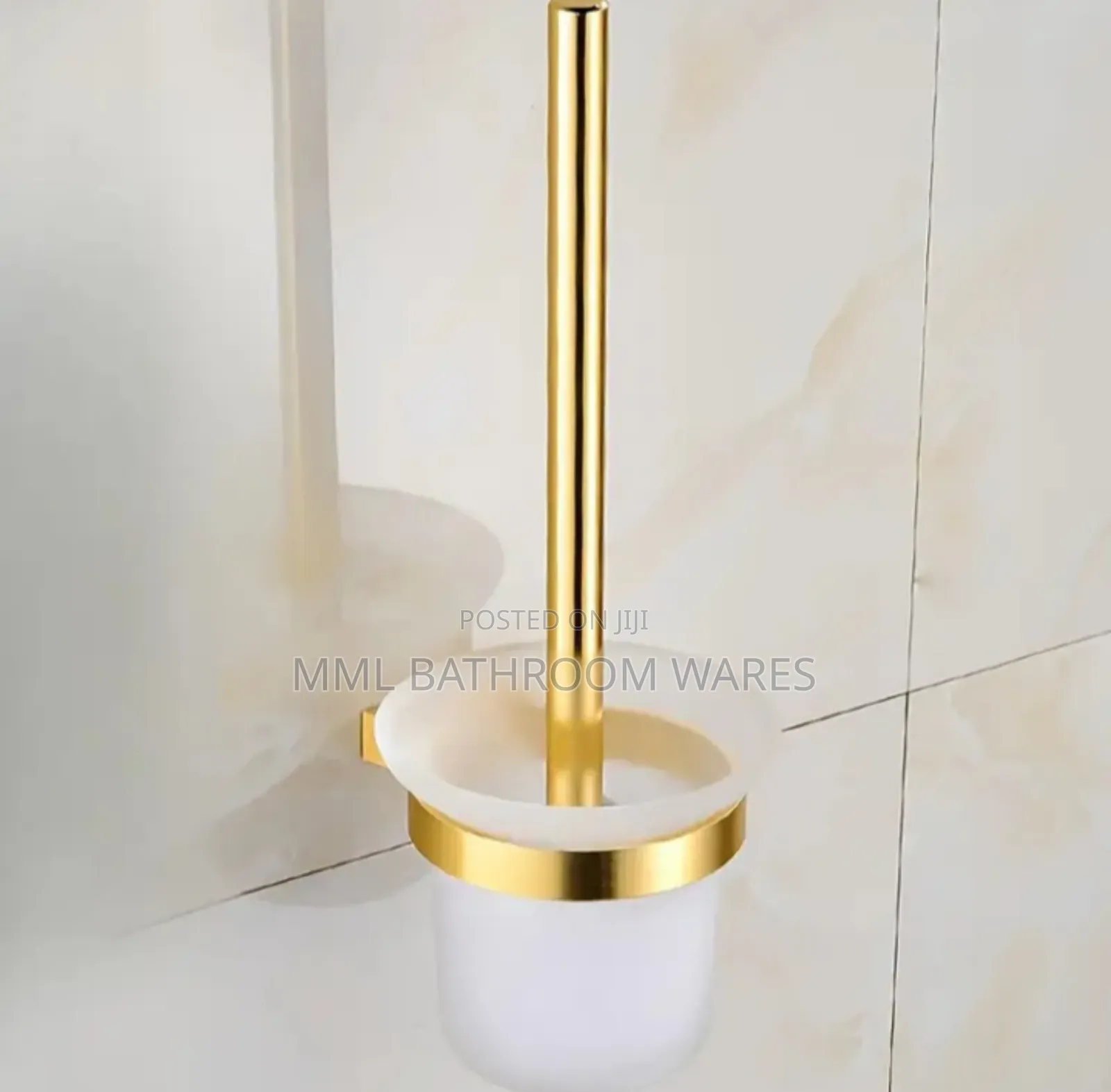 Wall Mounted Toilet Brush With White Frosted Base