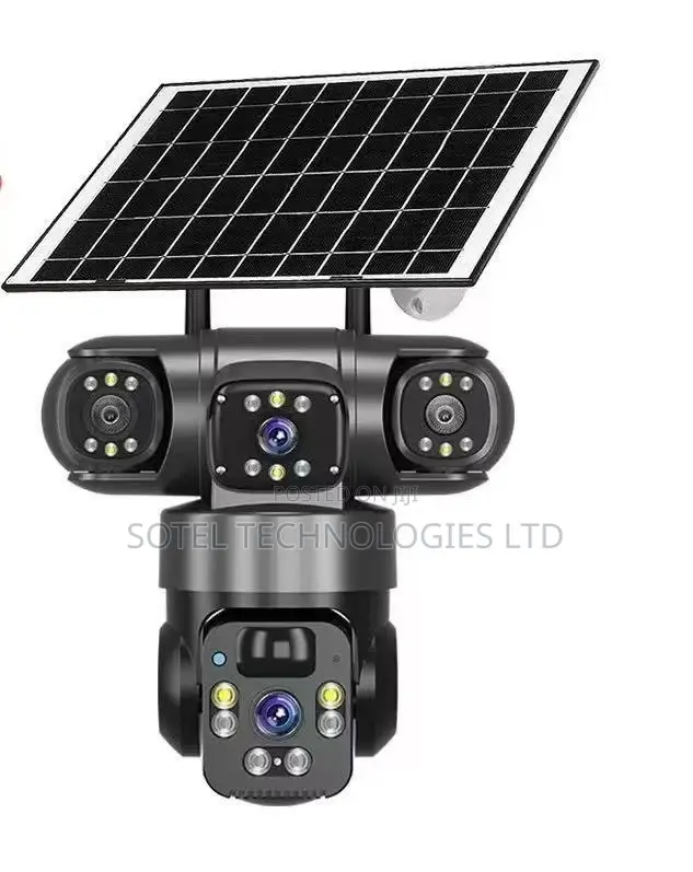 Multi-Lens Solar Powered CCTV PTZ Camera With Motion Sensors