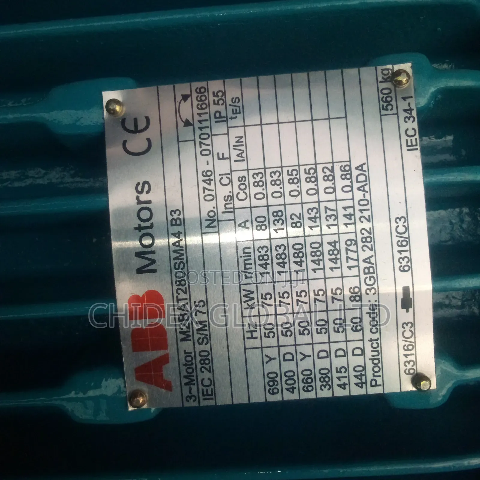 Original Brand New Abb Electric Motor 75kw 100hp