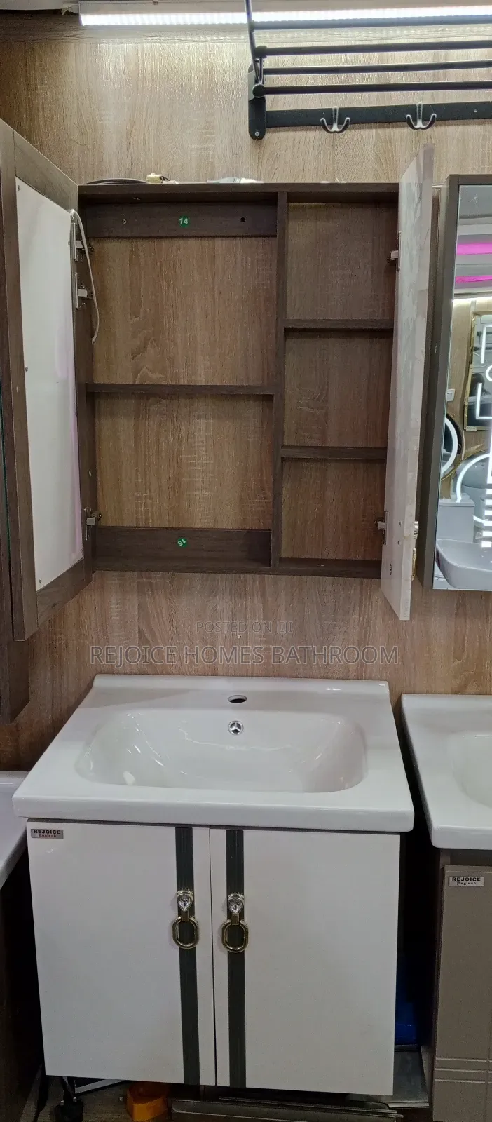 Modern Vanity Sink Cabinet Set With Led Mirror for Bathroom