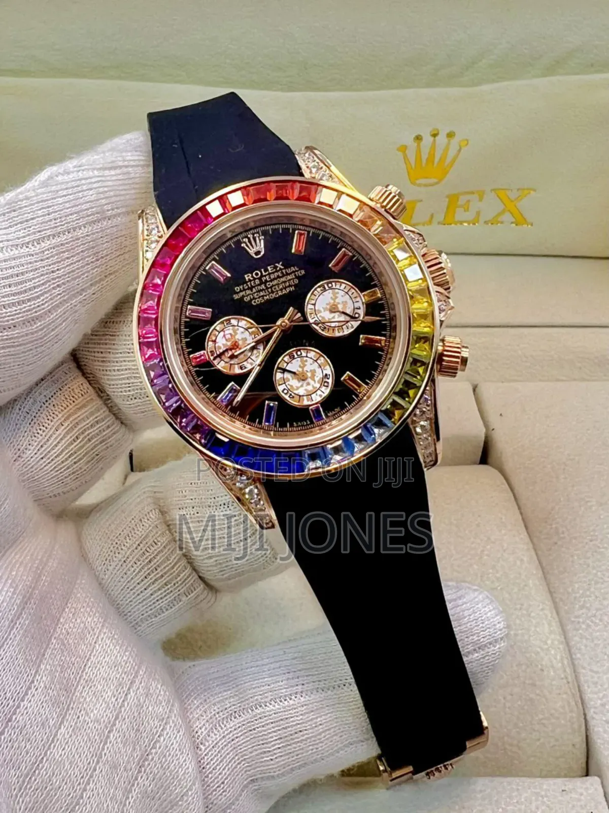 "Rainbow Dial Rolex Inspired Cosmograph Daytona Watch"