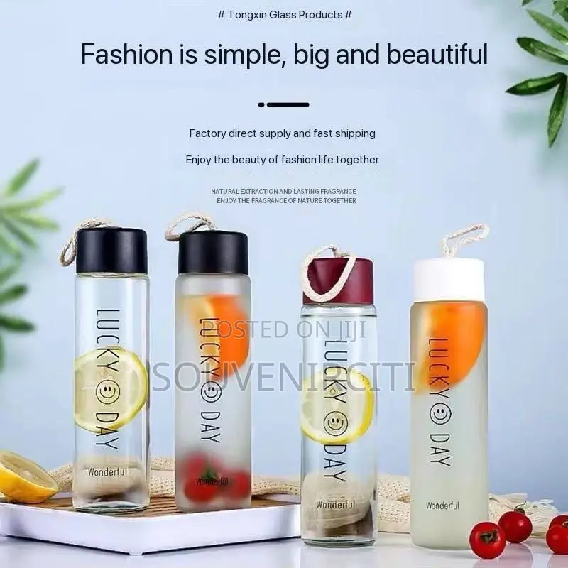 360ml Transparent Glass Water Bottle - Drinkware