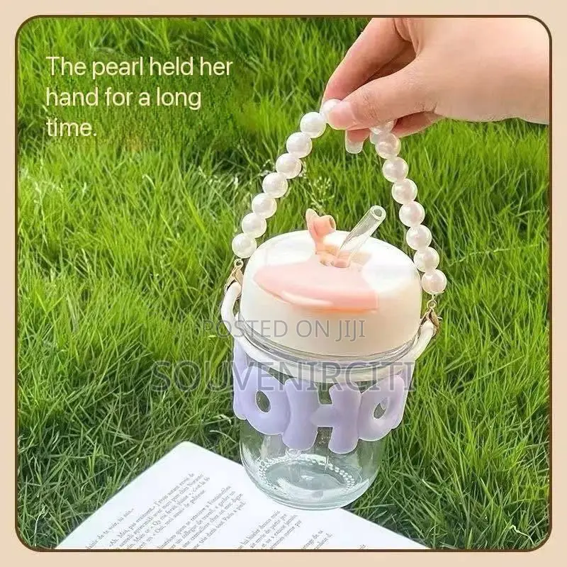 350ml Transparent Anti-Slip Heat Ceramic Glass Straw Cup