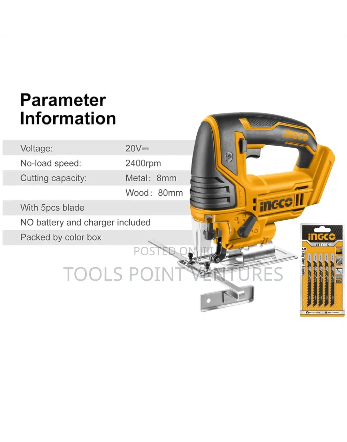 Ingco 20v Lithium-Ion Cordless Jigsaw