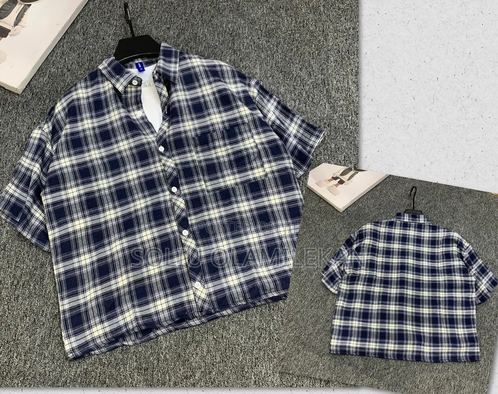 Wool Checkers Crop Shirt