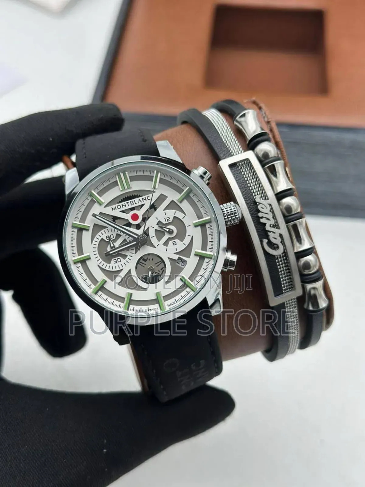 Montblanc Men's Chronograph Watch And. Bracelet, Leather-Set