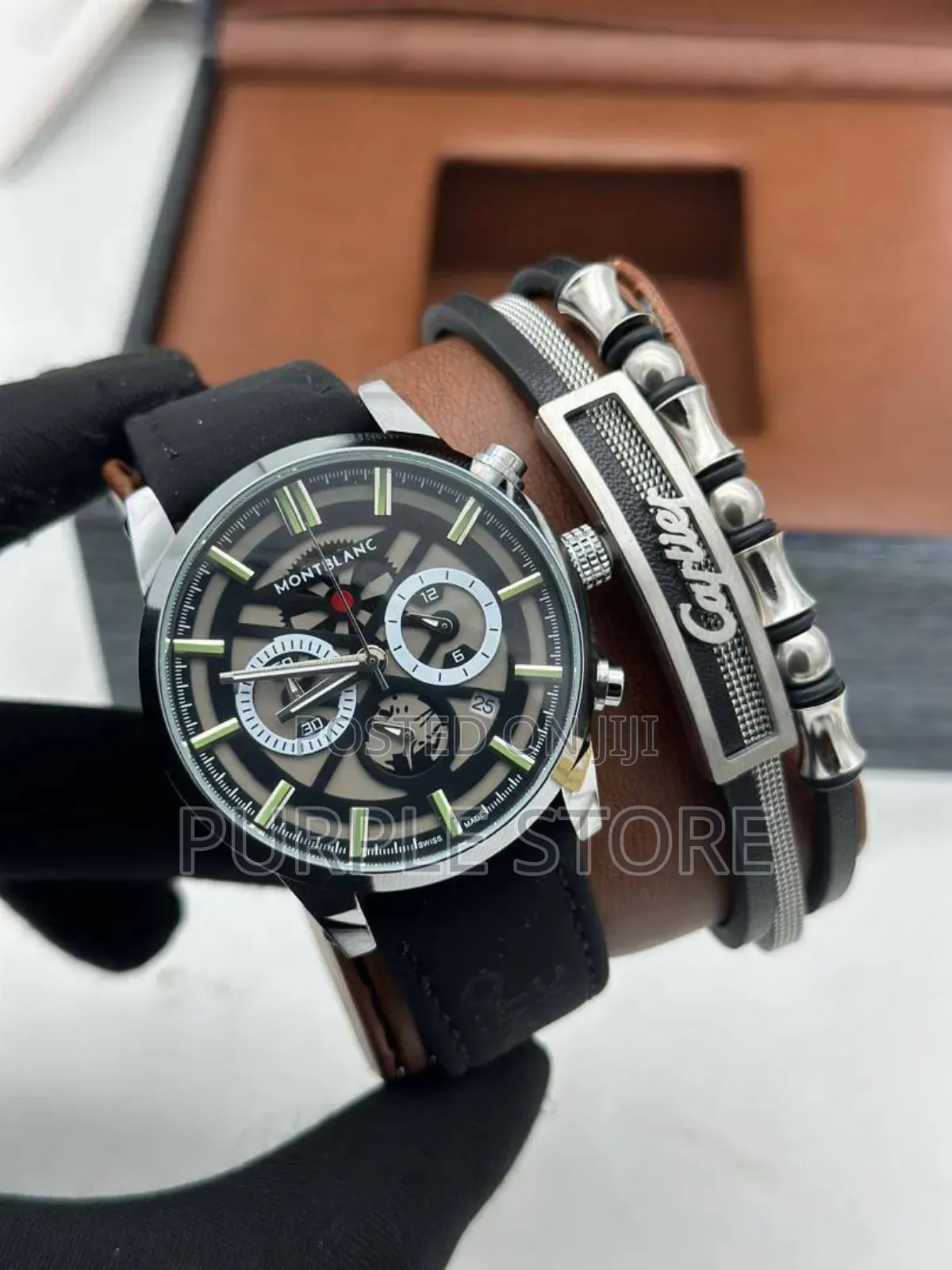 Montblanc Men's Chronograph Watch And. Bracelet, Leather-Set