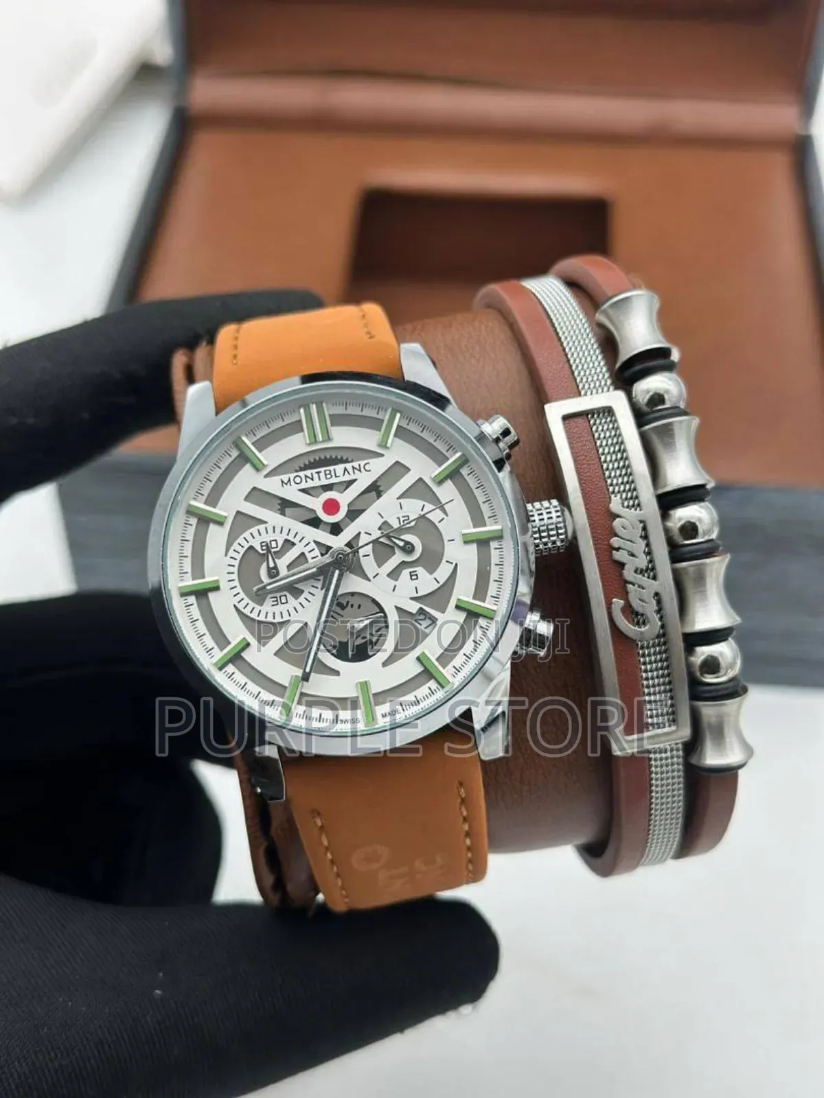 Montblanc Men's Chronograph Watch And. Bracelet, Leather-Set