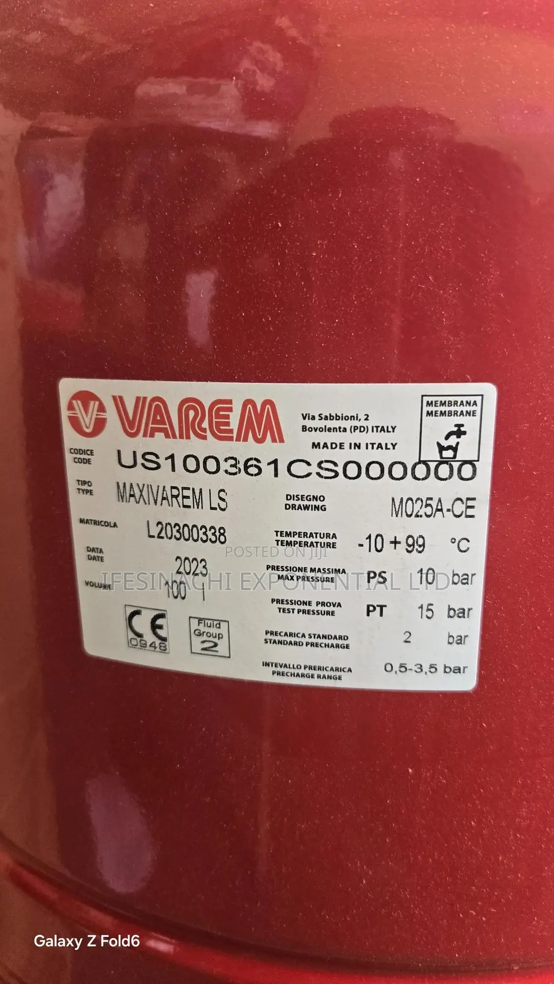 100 Liters Varem Presure Tank