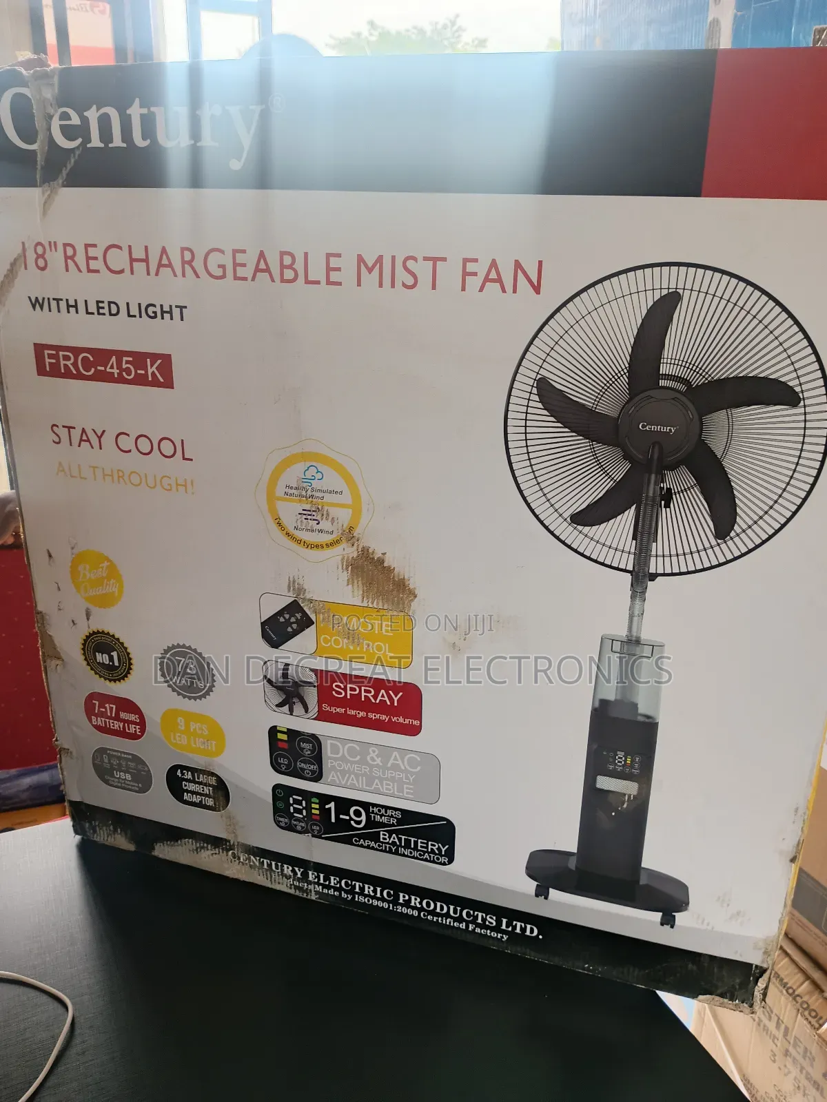 Century 18 Inches FRC-45- K Rechargeable Mist Fan