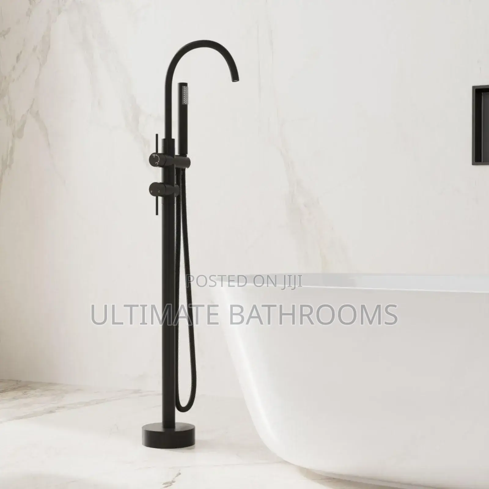 Black Standing Bath Tap Round Design