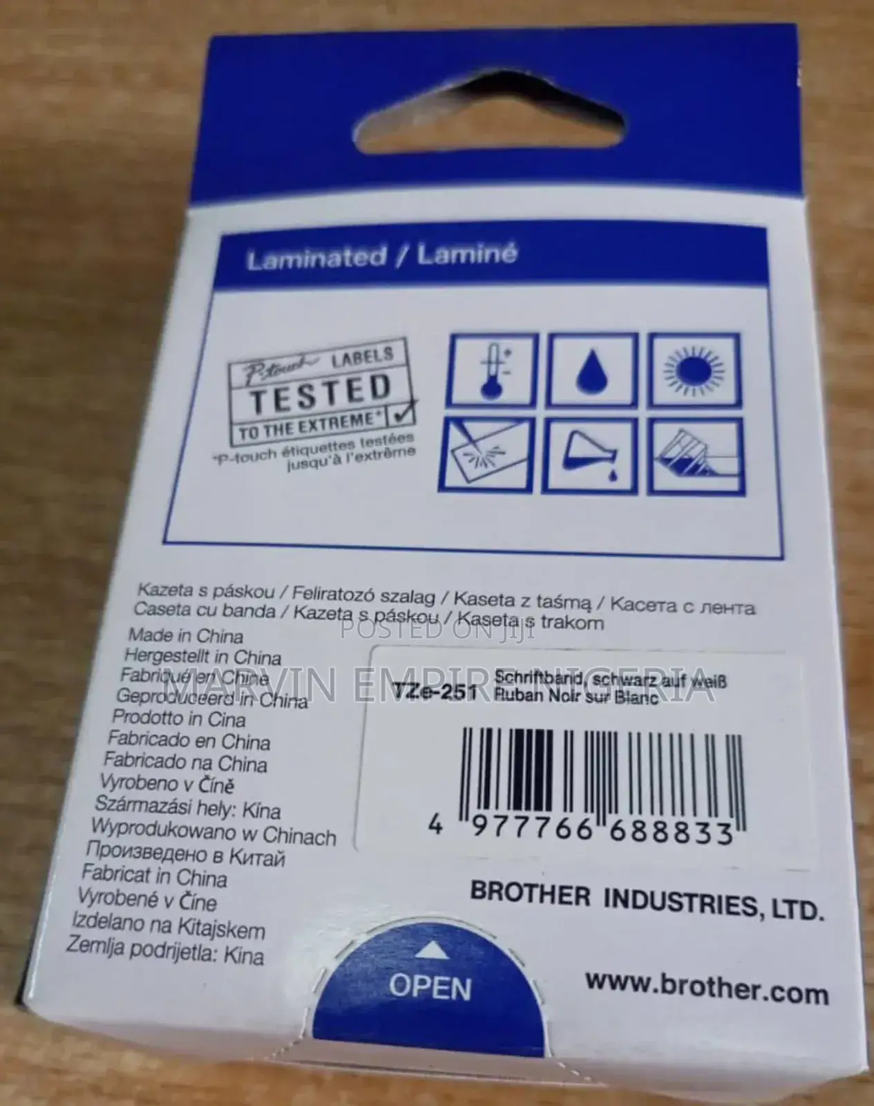 Brother Tze-Se5 Labelling Tape Cassette- Black on White 24mm