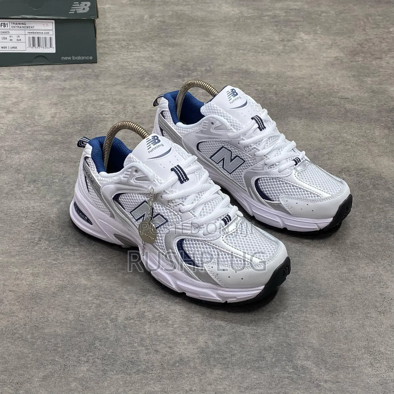 New Balance 530 White Silver Navy Sneakers