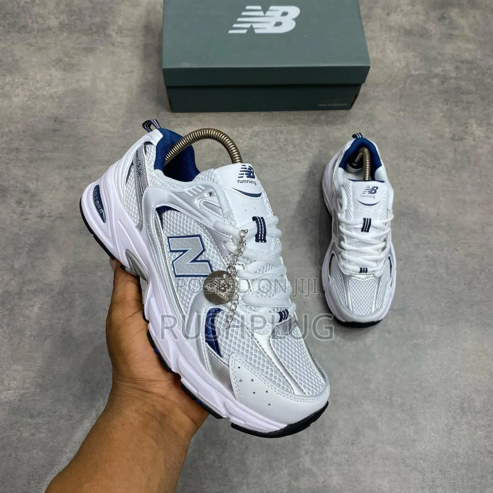 New Balance 530 White Silver Navy Sneakers