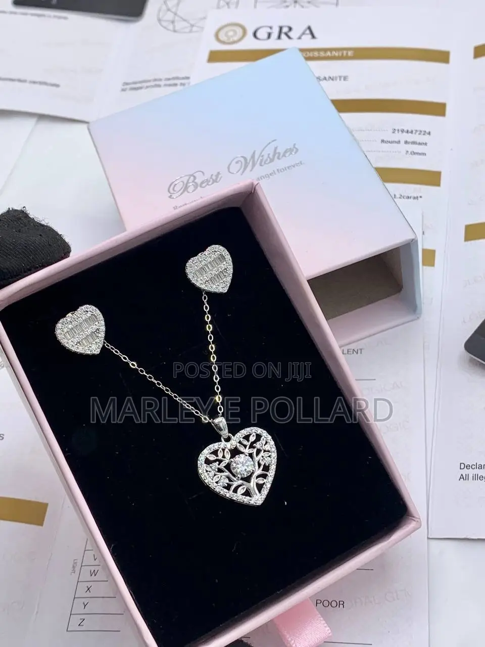 VVS Moissanite Diamond Female Set Earrings and Necklace