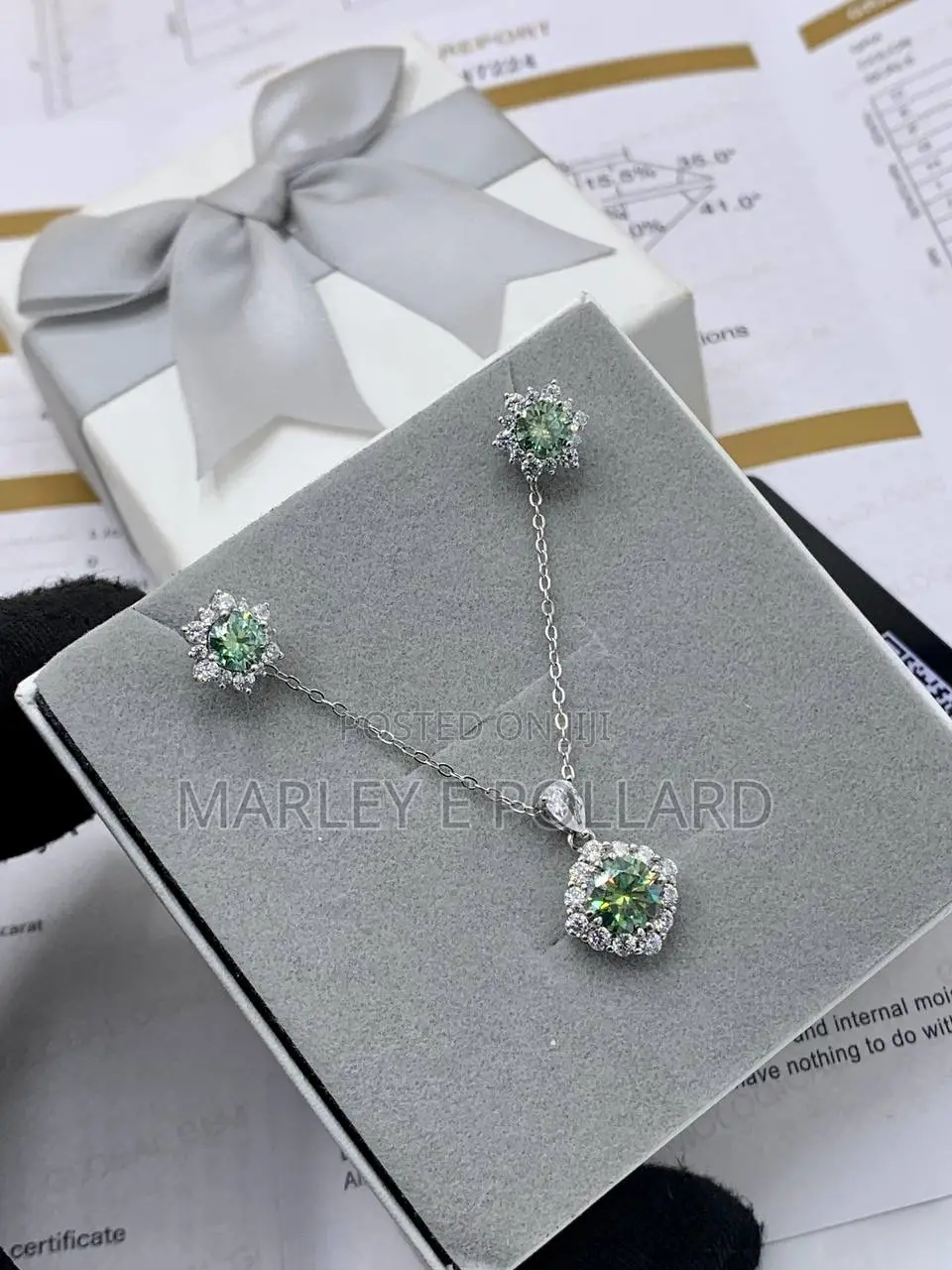 VVS Moissanite Diamond Female Set Earrings and Necklace