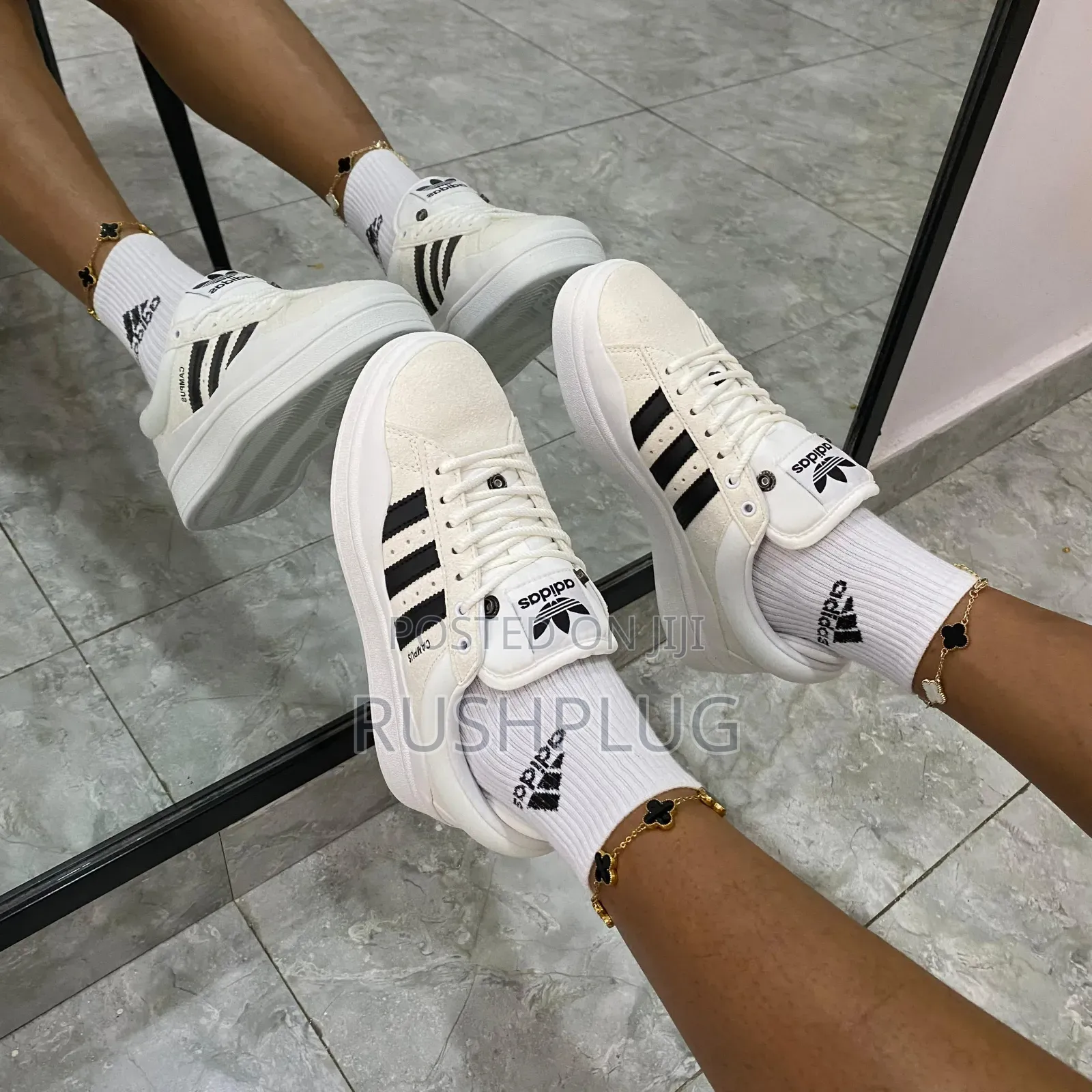 Adidas Campus X Bad Bunny White Black Sneakers