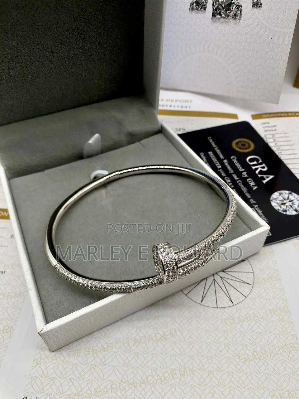 Nail Moissanite Bracelet 925 Silver Bangle