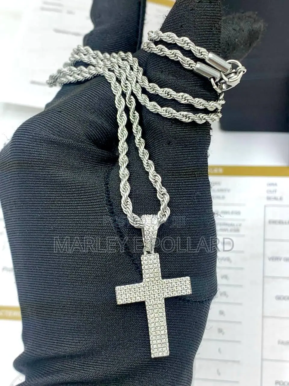 VVS 1 Moissanite Diamond Cross Necklace Chain