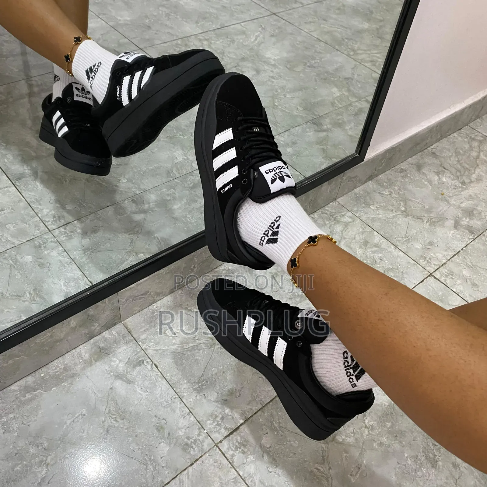 Adidas Campus X Bad Bunny Black White Sneakers