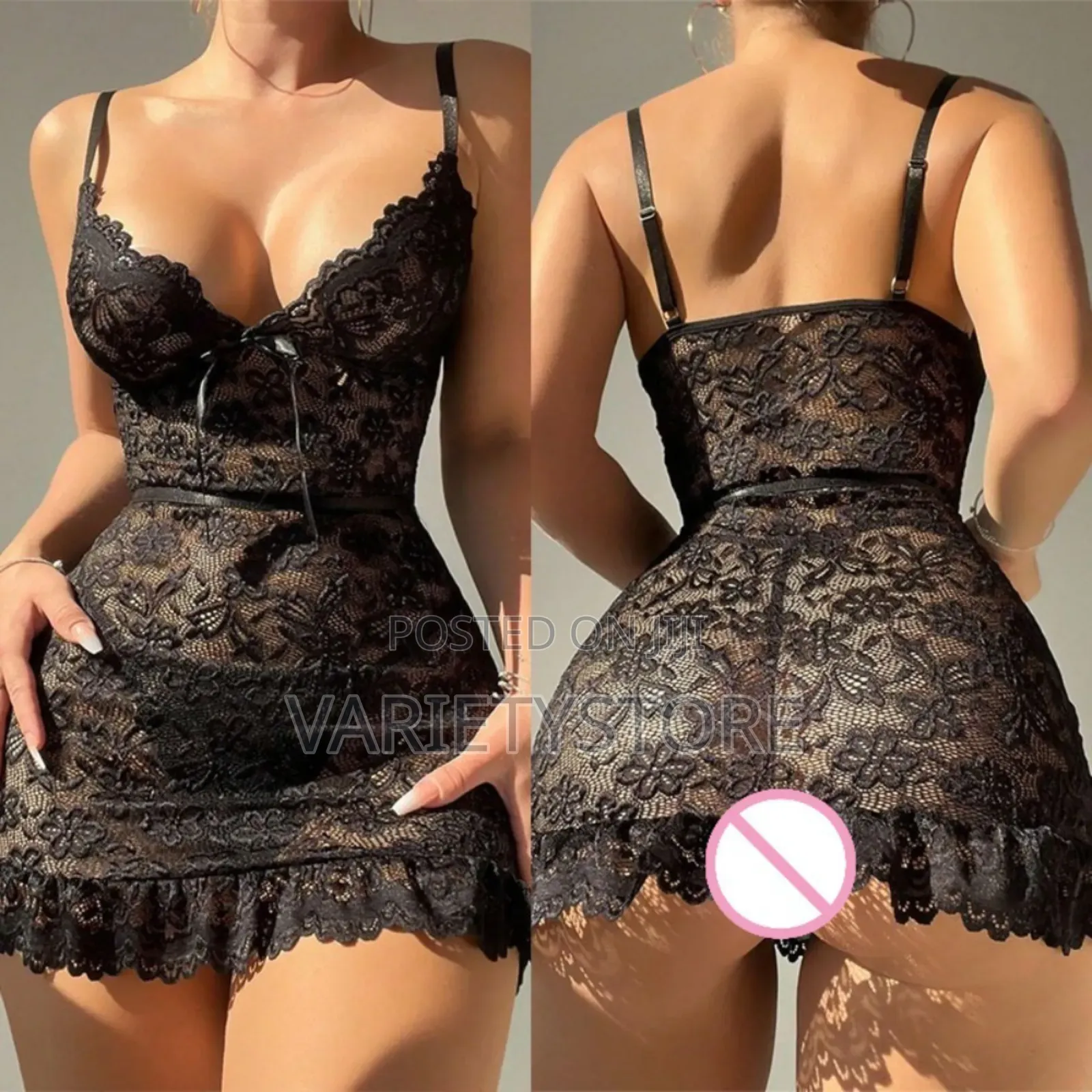 Sexy Crotchless Floral Lace Splicing Transparent Night Dress