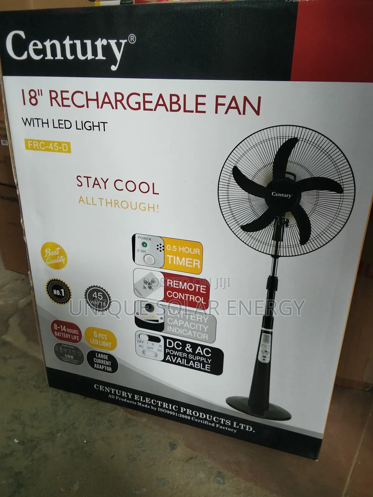 18" Ac Dc Century Rechargeable Standing Fan