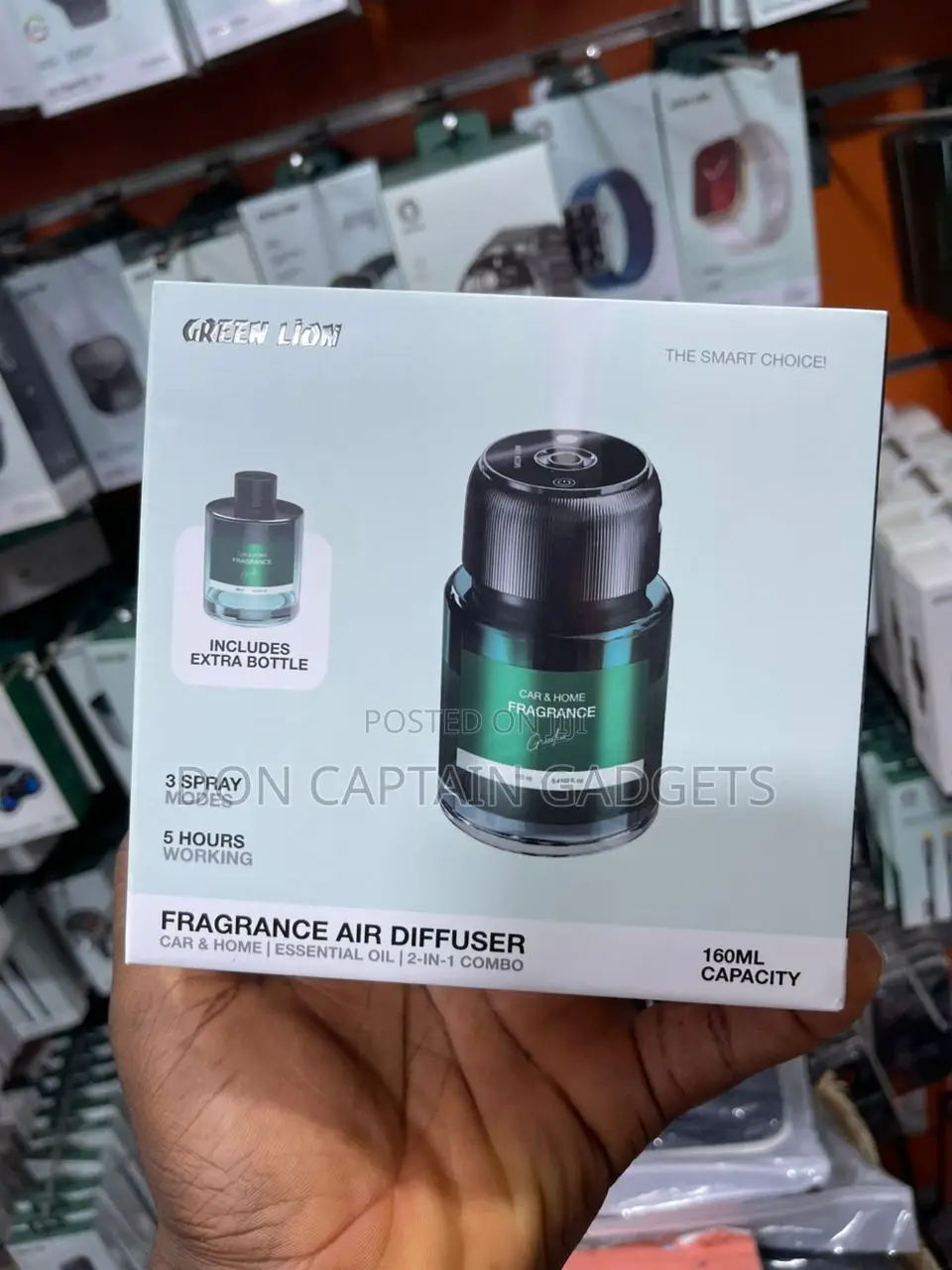 Green Lion Car and Home Air Fragrance Diffuser 160ml 2 in 1